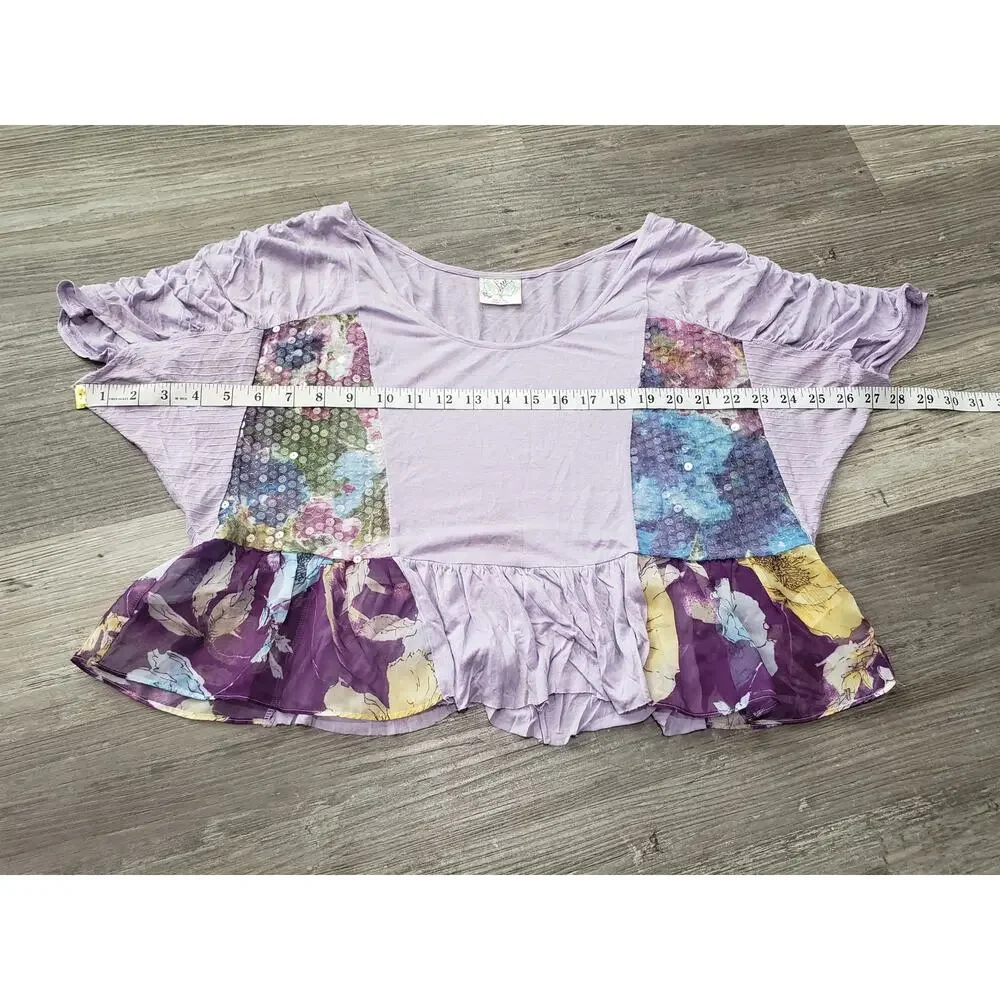 Free People Loose Fitting Sequin w. Floral Design Shirt | Size XS - Picture 8 of 11